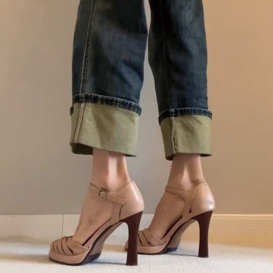 Damen Elegante Sandalen mit modischem Riemendesign und hohem Absatz R&B