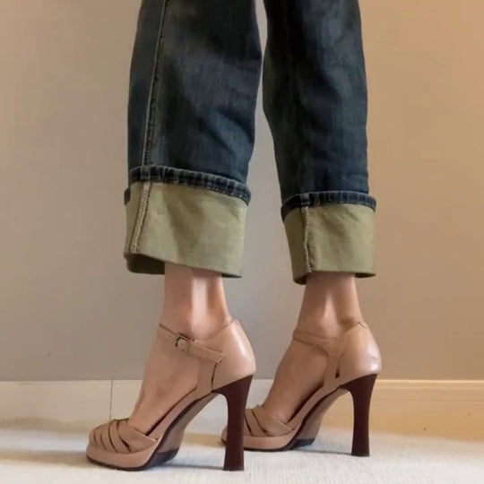 Damen Elegante Sandalen mit modischem Riemendesign und hohem Absatz R&B