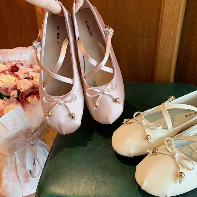 Damen Ballerinas mit feinen Riemen und charmantem Schleifendetail R&B