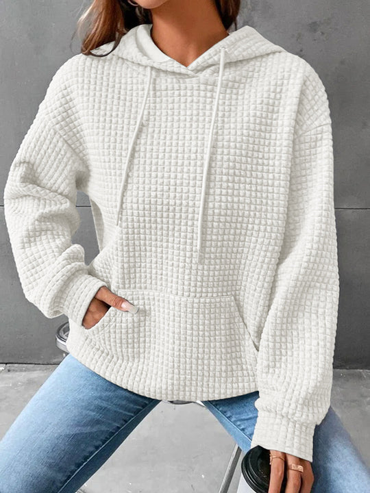 Damen stylischer Hoodie mit strukturiertem Material und Kängurutasche R&B