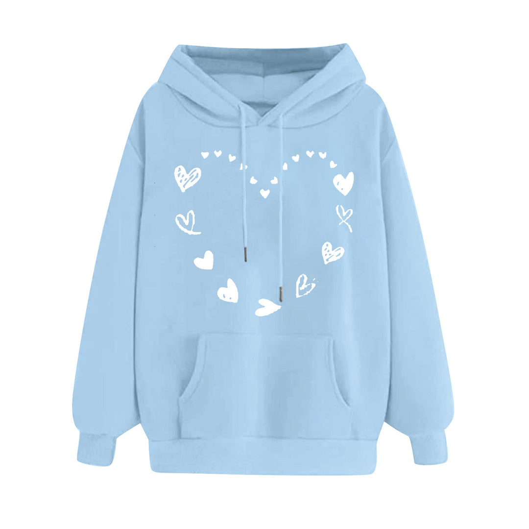 Damen Kapuzensweater mit verspieltem Herzmotiv und bequemer Kängurutasche R&B