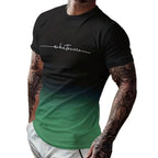 Herren T-Shirt mit modernem Farbverlauf und Palmenstickerei