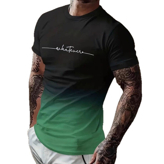 Herren T-Shirt mit modernem Farbverlauf und Palmenstickerei R&B