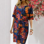 Damen Tropischer Druck Shiftkleid R&B