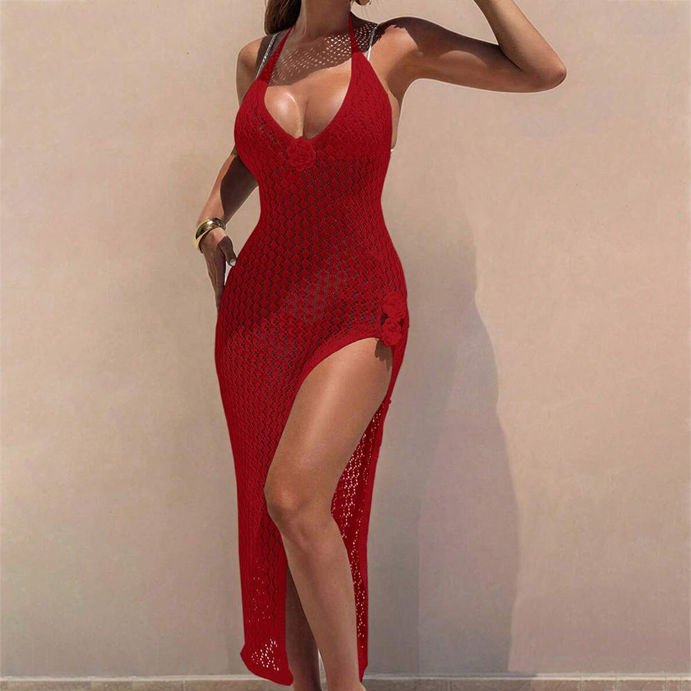 Damen Häkel-Streifen Strandkleid R&B