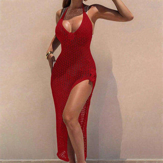 Damen Häkel-Streifen Strandkleid R&B