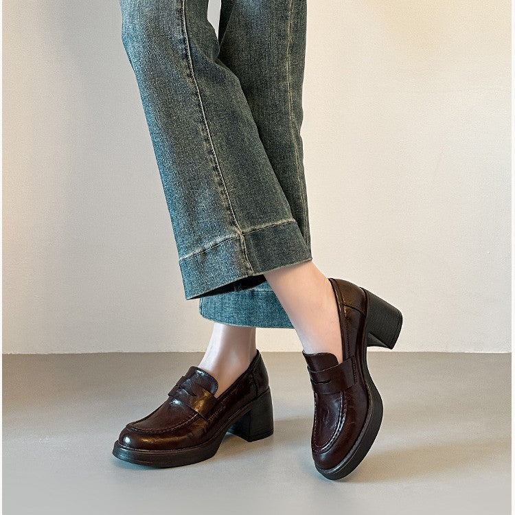 Damen Elegante Loafers mit Blockabsatz R&B