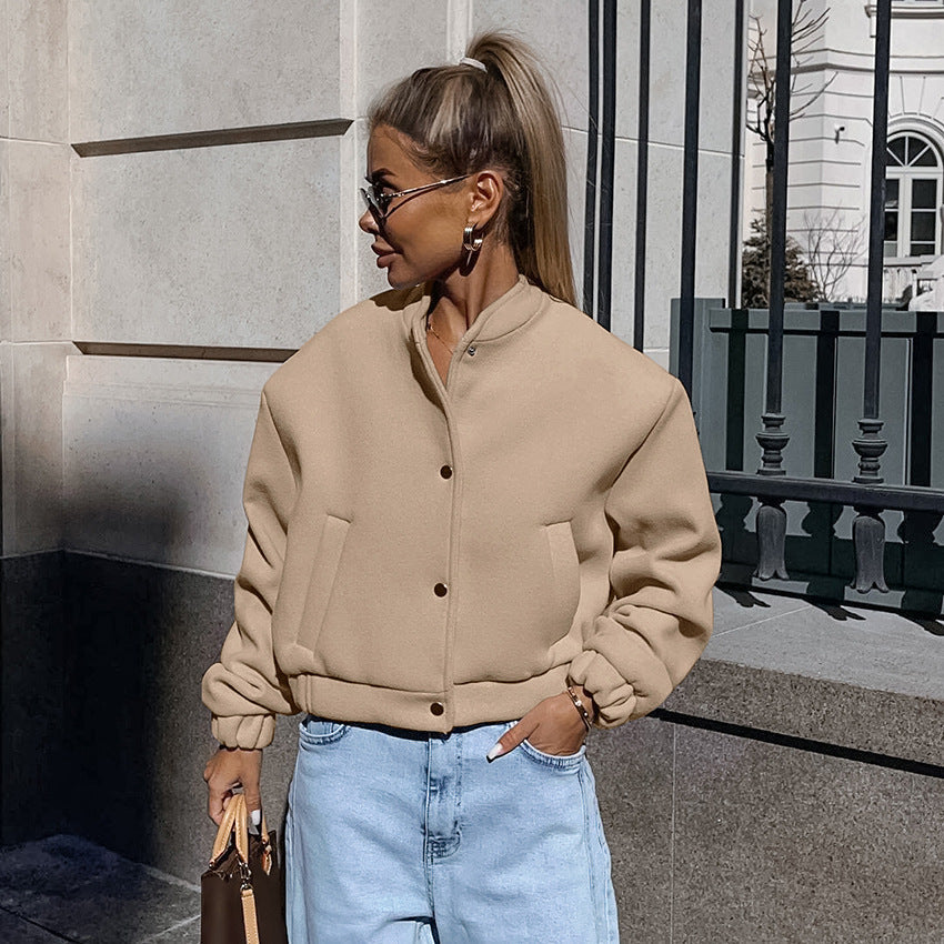 Damen sportliche cropped Jacke mit praktischen Taschen und hochwertigem Material R&B