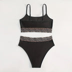 Damen Hochtailliertes Bikini-Set mit modischen Leoparden-Details R&B