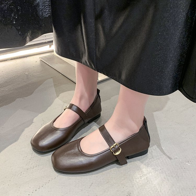 Damen komfortable Ballerinas mit verstellbarem Riemen und elegantem Schnallenakzent R&B