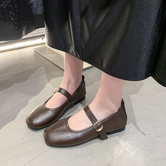 Damen komfortable Ballerinas mit verstellbarem Riemen und elegantem Schnallenakzent R&B