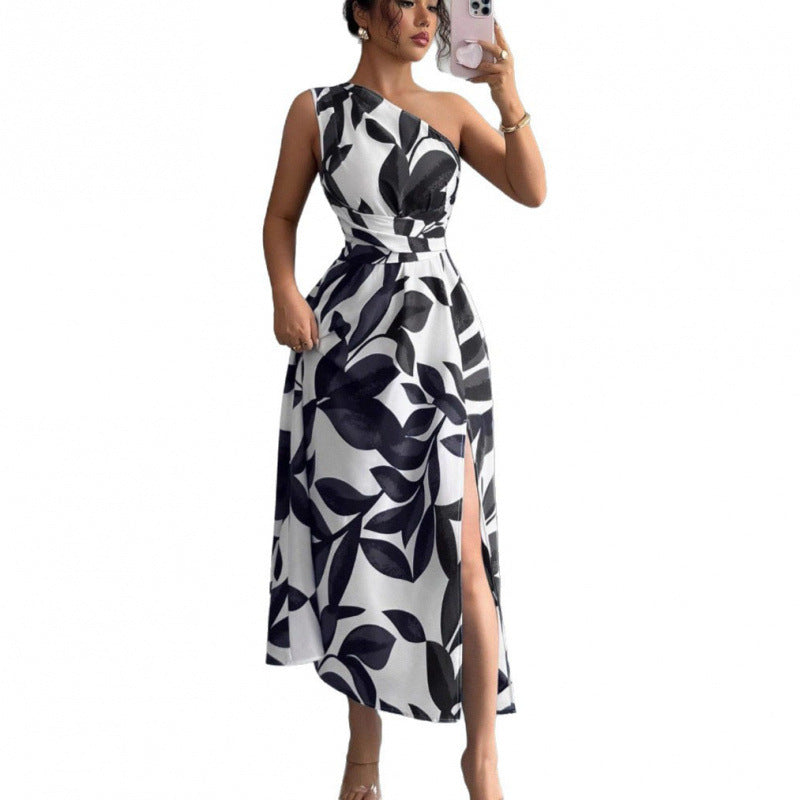 Damen Maxikleid mit asymmetrischem Schnitt und floralem Design R&B
