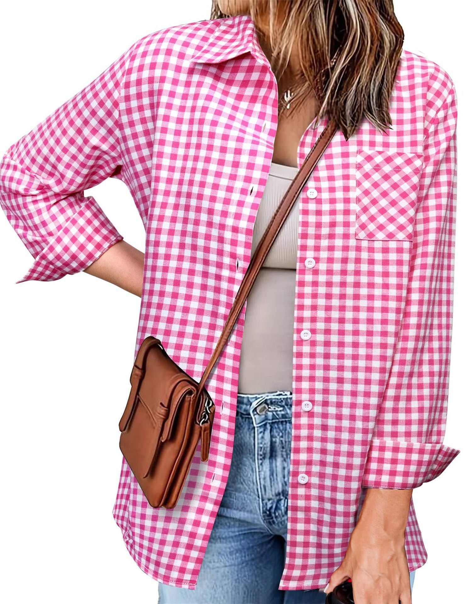Damen Karo-Hemd mit lässigem Schnitt und Brusttasche R&B
