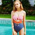 Damen Modischer Einteiler mit Knoten und Cut-Outs R&B