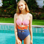 Damen Modischer Einteiler mit Knoten und Cut-Outs R&B
