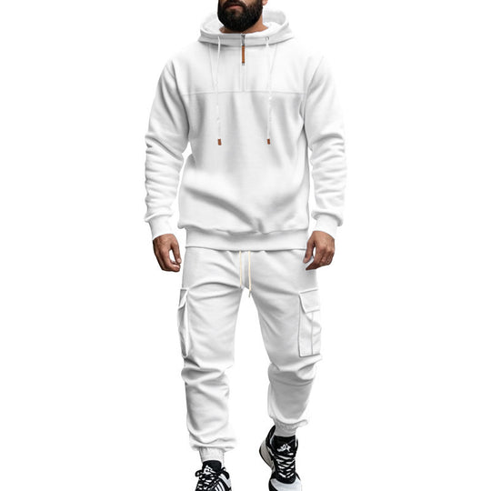 Herren nan zweiteiliges Sweatset mit Kapuze elastischem Bund und aufgesetzten Cargotaschen R&B