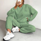 Damen gemütlicher Strick-Loungewear-Set mit Struktur
