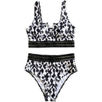 Damen Hochgeschnittener Bikini mit sportivem Design und eleganten Akzenten R&B