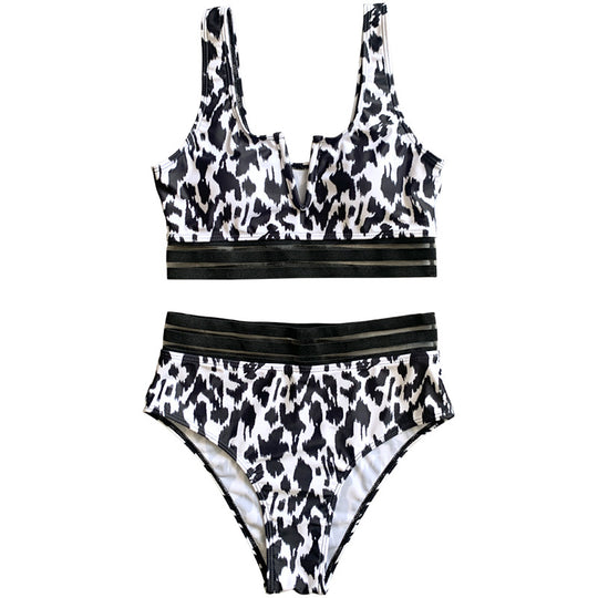 Damen Hochgeschnittener Bikini mit sportivem Design und eleganten Akzenten R&B