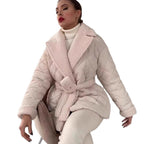 Damen gesteppte Teddyjacke mit Gürtel R&B