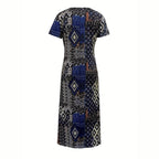 Damen Maxikleid mit geometrischem Muster und V-Ausschnitt R&B