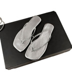 Damen Flip-Flops mit geflochtenem Riemen und bequemer Sohle EB