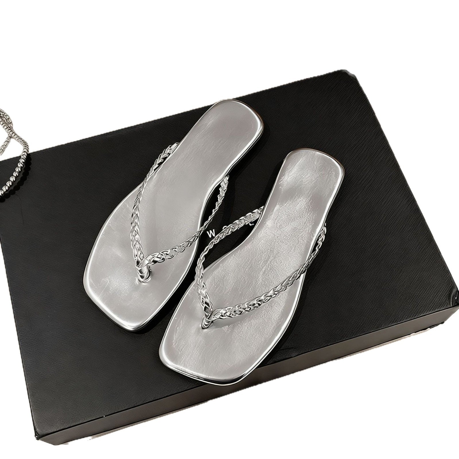 Damen Flip-Flops mit geflochtenem Riemen und bequemer Sohle EB