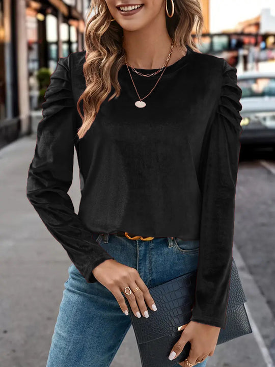 Damen Elegantes Langarmshirt mit Raffungen R&B