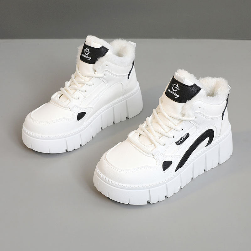 Damen warme High-Top Sneakers mit kuscheligem Innenfutter und rutschfester Sohle R&B