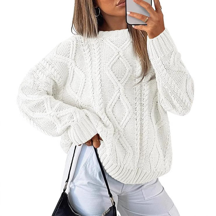Damen Grobstrickpullover mit auffälligem Zopfmuster R&B