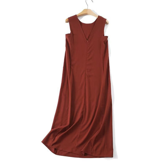 Damen Maxikleid mit elegantem V-Ausschnitt und fließendem Stoff R&B