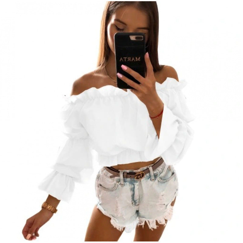 Damen Off-Shoulder Bluse mit Rüschendetails R&B