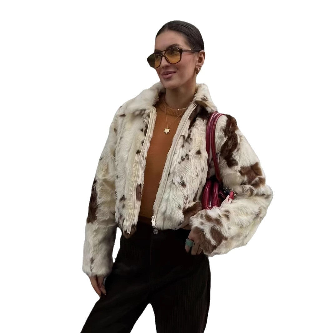 Damen modische und strapazierfähige Kunstpelzjacke R&B