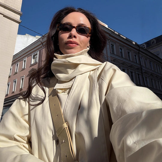 Damen oversized Cabanjacke mit praktischen Knöpfen und modernem Stehkragen R&B