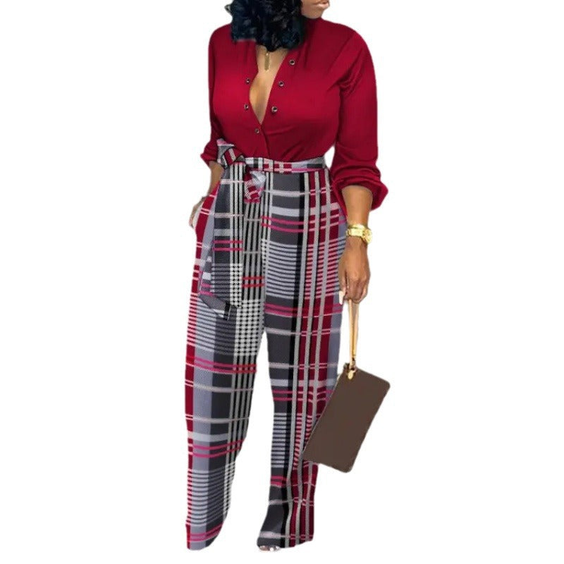 Damen Denim Jumpsuit mit modischem Patchwork-Design und praktischen Taschen R&B