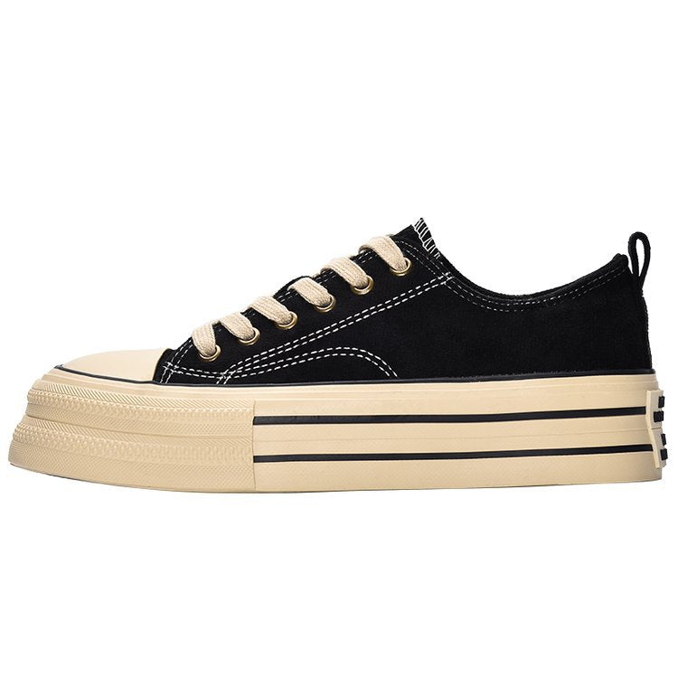 Damen modische Plateau-Sneaker mit samtiger Oberfläche und elastischem Schnürsystem R&B