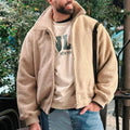 Herren kuschelige Fleecejacke mit hohem Kragen und seitlichen Taschen