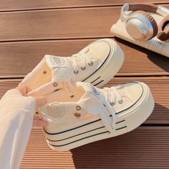 Damen Chunky Sneakers mit hohem Plateau und modischem Schnürsystem R&B
