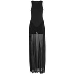 Damen Elegantes Maxi-Kleid mit transparentem Chiffon-Überwurf und figurbetontem Inneren R&B