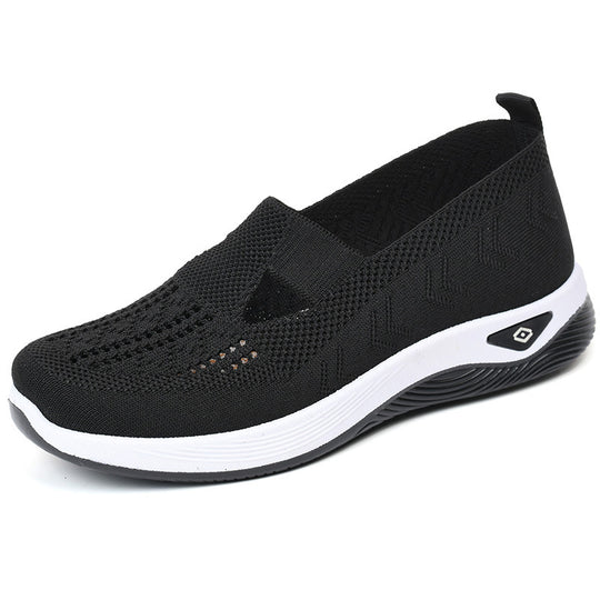 Damen Bequeme Slip-On Freizeitschuhe mit atmungsaktivem Strickoberteil R&B