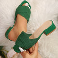 Damen modische Slipper mit dekorativem Riemendesign und niedriger Blockabsatz R&B