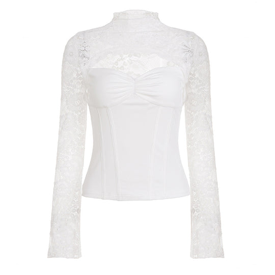 Damen Spitzenbluse mit schickem Halsteil und raffinierter Passform R&B