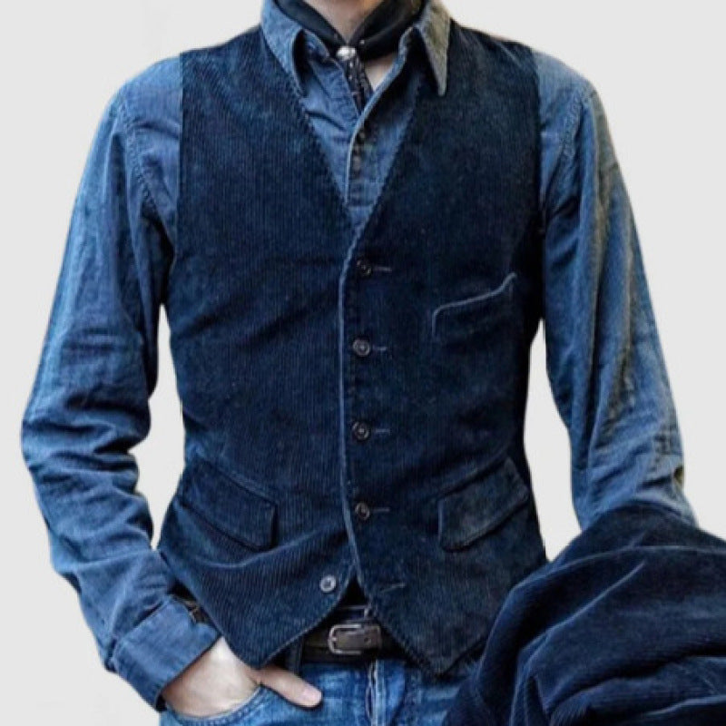 Herren elegante Cordweste mit modernen Taschen R&B