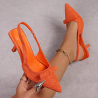 Damen Slingback Pumps mit elegantem Schleifenakzent und feinem Absatz R&B