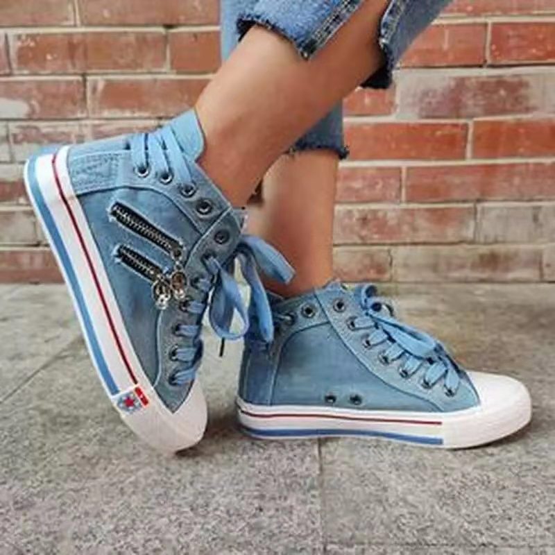 Damen Hohe Sneakers im modernen Used-Look mit modischen Reißverschlussdetails R&B
