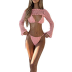 Damen elegantes gehäkeltes Bikini-Set mit durchbrochenem Oberteil und verstellbaren Trägern R&B