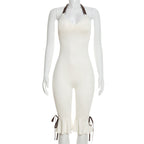 Damen Eleganter Overall mit Rüschendetails und verstellbaren Trägern R&B