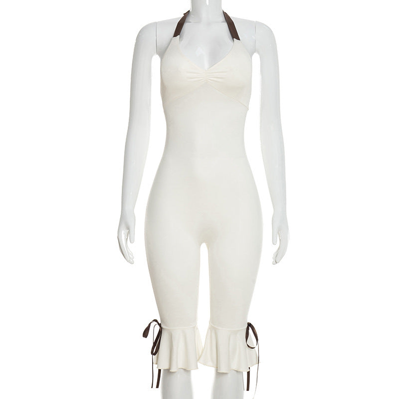 Damen Eleganter Overall mit Rüschendetails und verstellbaren Trägern R&B