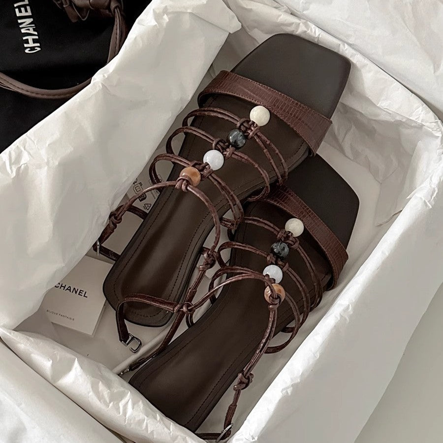 Damen Modische Plateau-Sandalen mit dekorativen Riemen und bequemer Innensohle