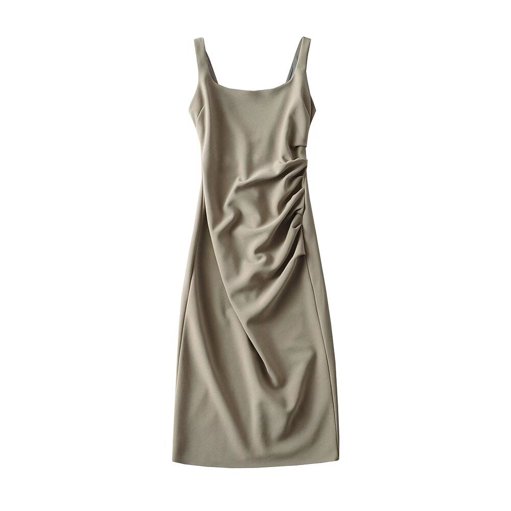 Damen figurbetontes Midi-Kleid mit elegantem Rüschendetail R&B